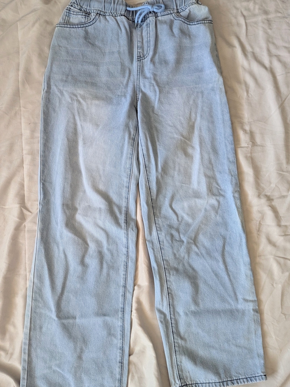 Size Med, BNWOT, Light Blue Women's Elastic Waist W/Drawstring Jeans
